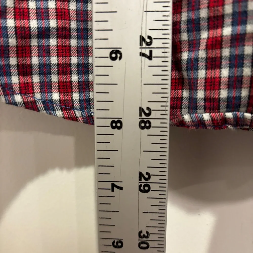 J. Crew Mens Brushed Twill Plaid Button Down Shirt Red White Blue Classic Fit M